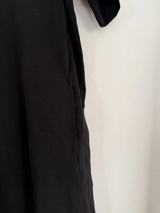 Nordstrom Black T-Shirt Midi Dress Size Medium Minimalist Casual Stretch - Picture 3 of 7